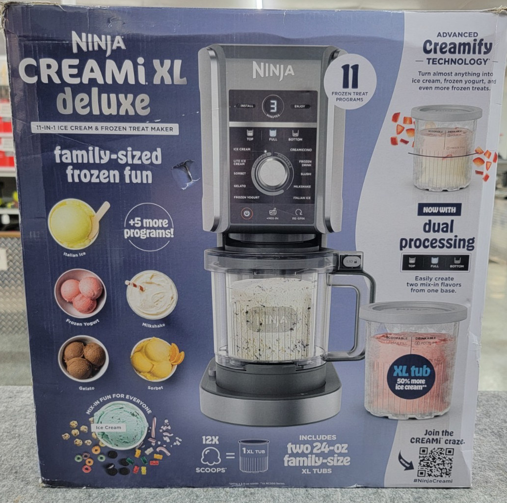 Ninja CREAMi Deluxe 11-in-1 XL Ice Cream Maker w/ Two 24-Oz. Pints – NC501