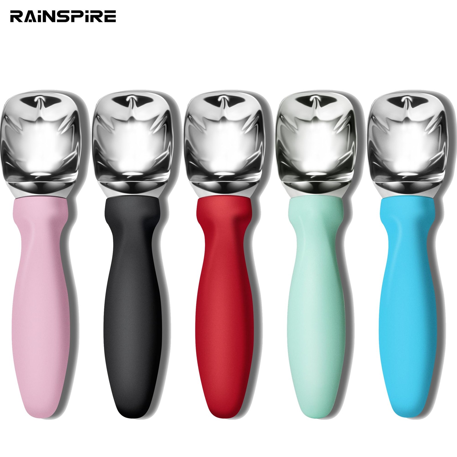 Rainspire Ice Cream Scoop Stainless Steel with 7.9×2.2×1.6 inch, Red