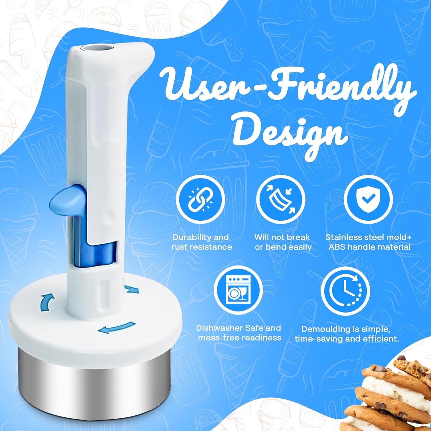 Ice Cream Sandwich Maker Tool Stainless Steel Ice Cream Cookie Sandwich Maker
