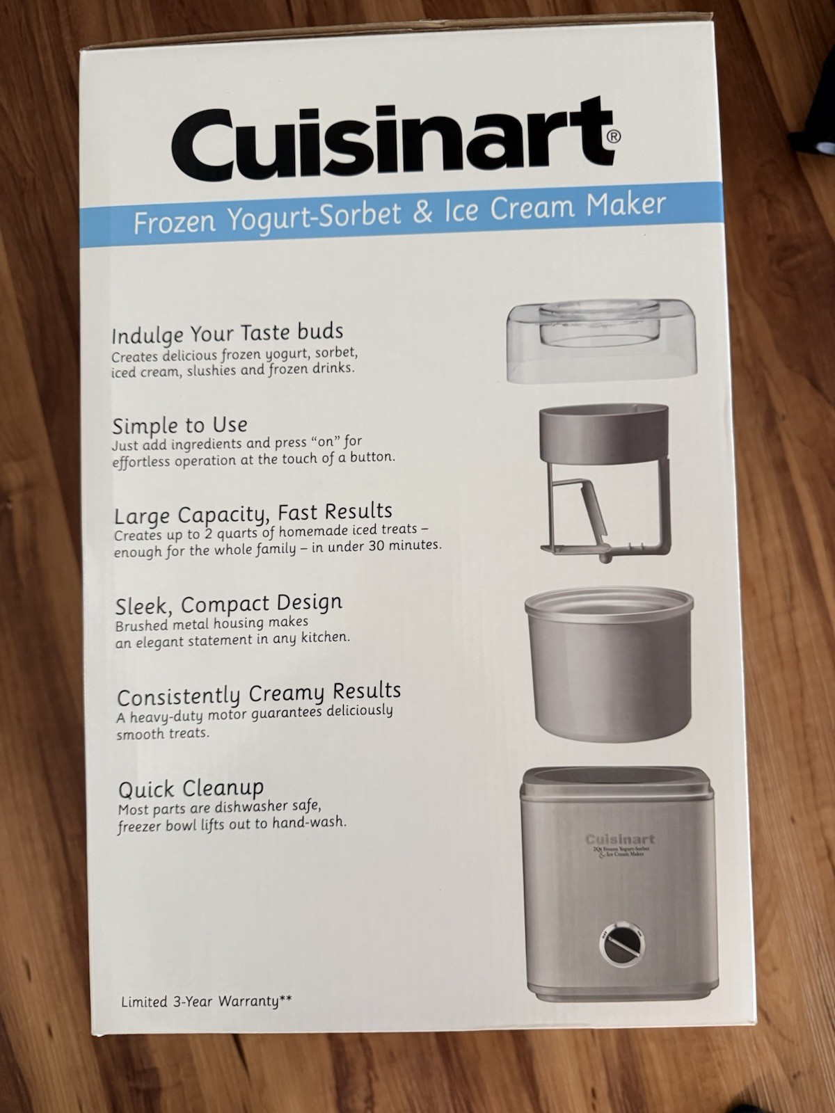 Cuisinart Pure Indulgence 2 Quart Frozen Yogurt Sorbet Ice Cream Maker ICE-30BC