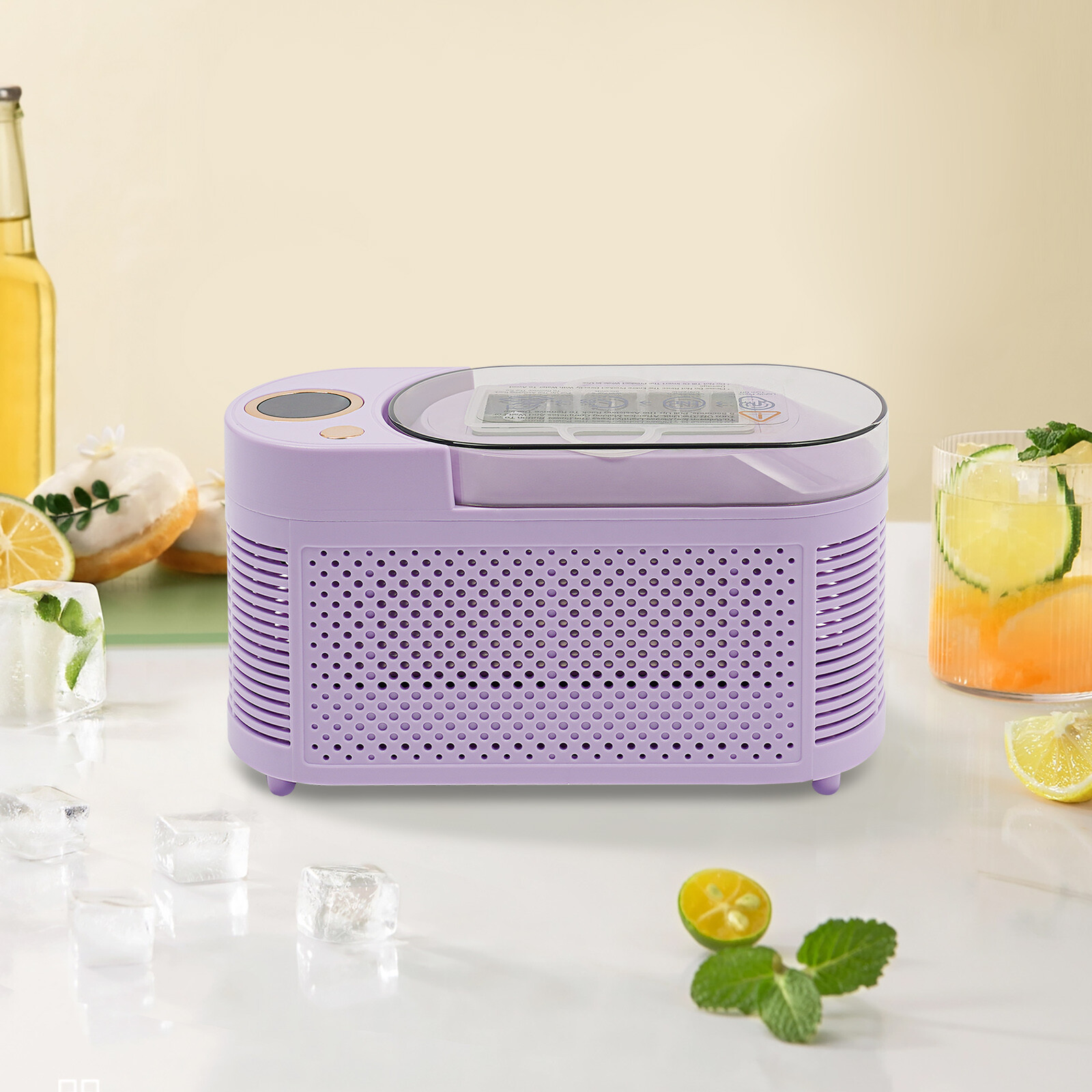 12V Purple Mini Countertop Ice Maker, Compact Ice Machine for Home/Car/Travel