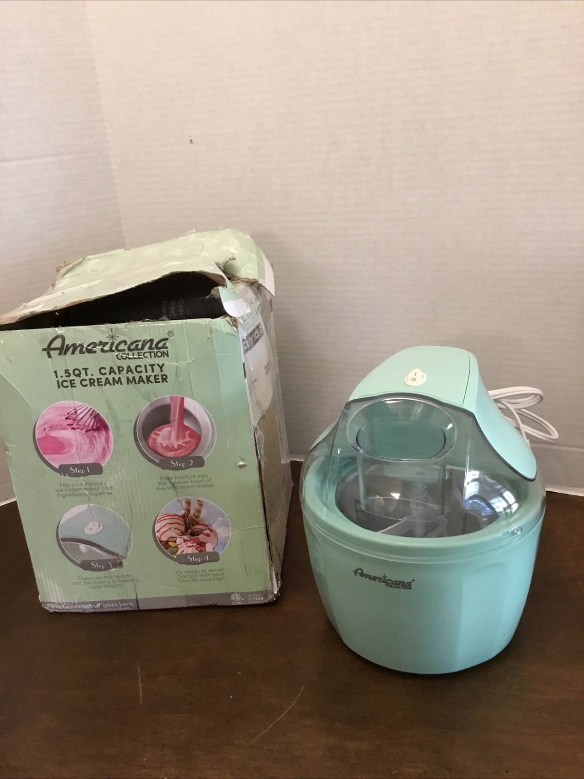 Americana EIM-1400M 1.5 Qt Ice Cream Freezer Bowl Automatic Homemade Electric