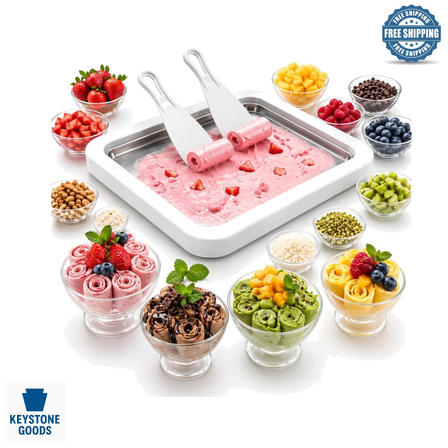 Portable DIY Rolled Ice Cream Maker – No Electric, Compact Countertop