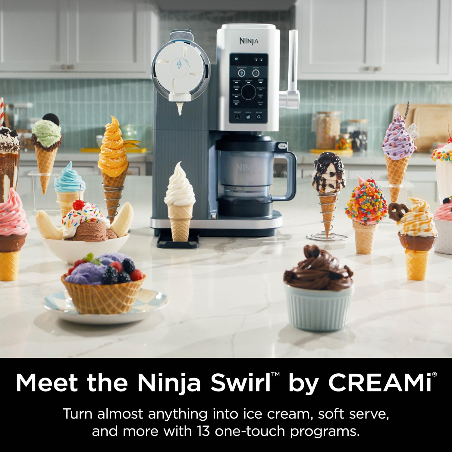 Ninja CREAMi Swirl 13-in-1 Soft Serve Ice Cream Machine – NC701