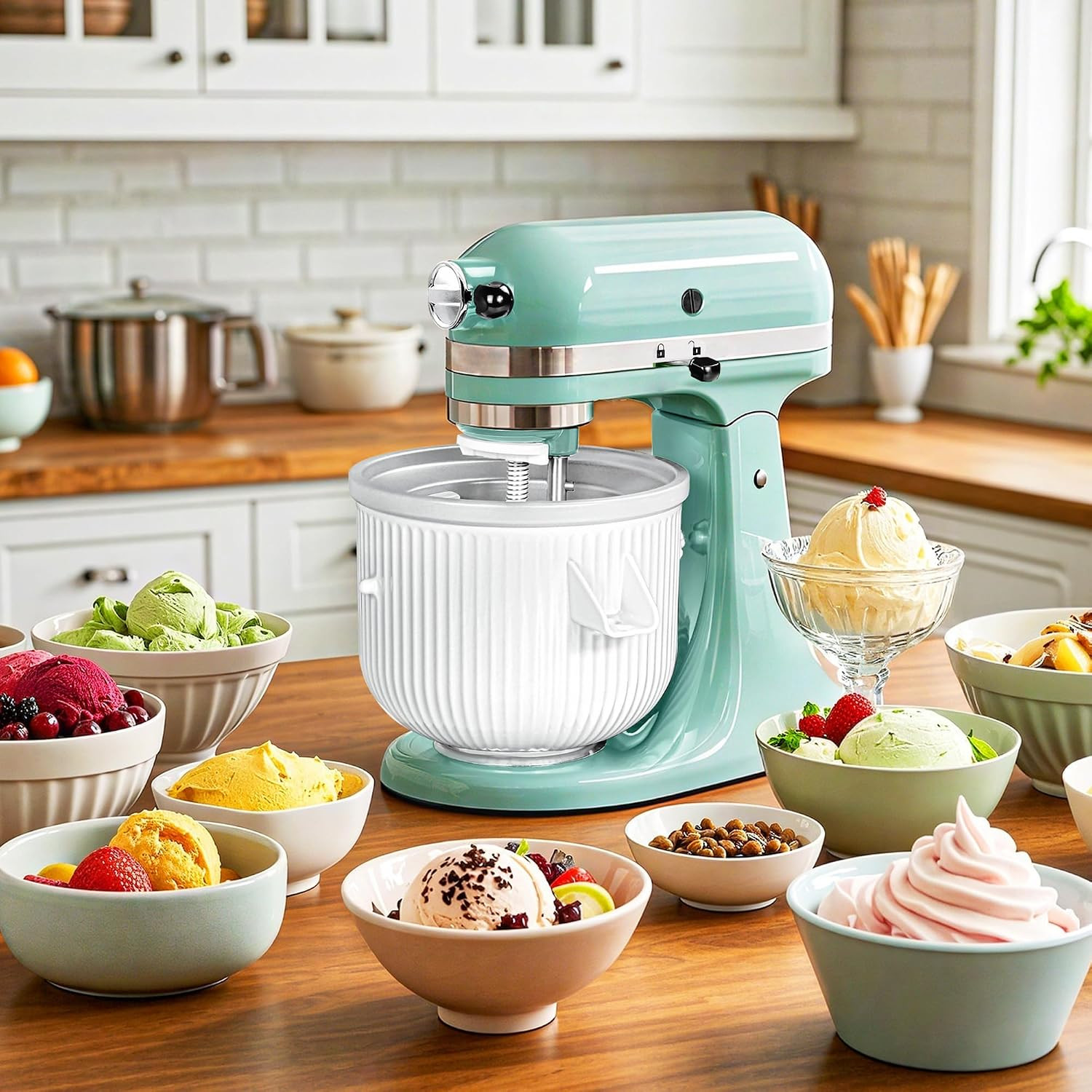 Ice Cream Maker Attachment for Kitchenaid Stand Mixer, Compatible with Kitchenai