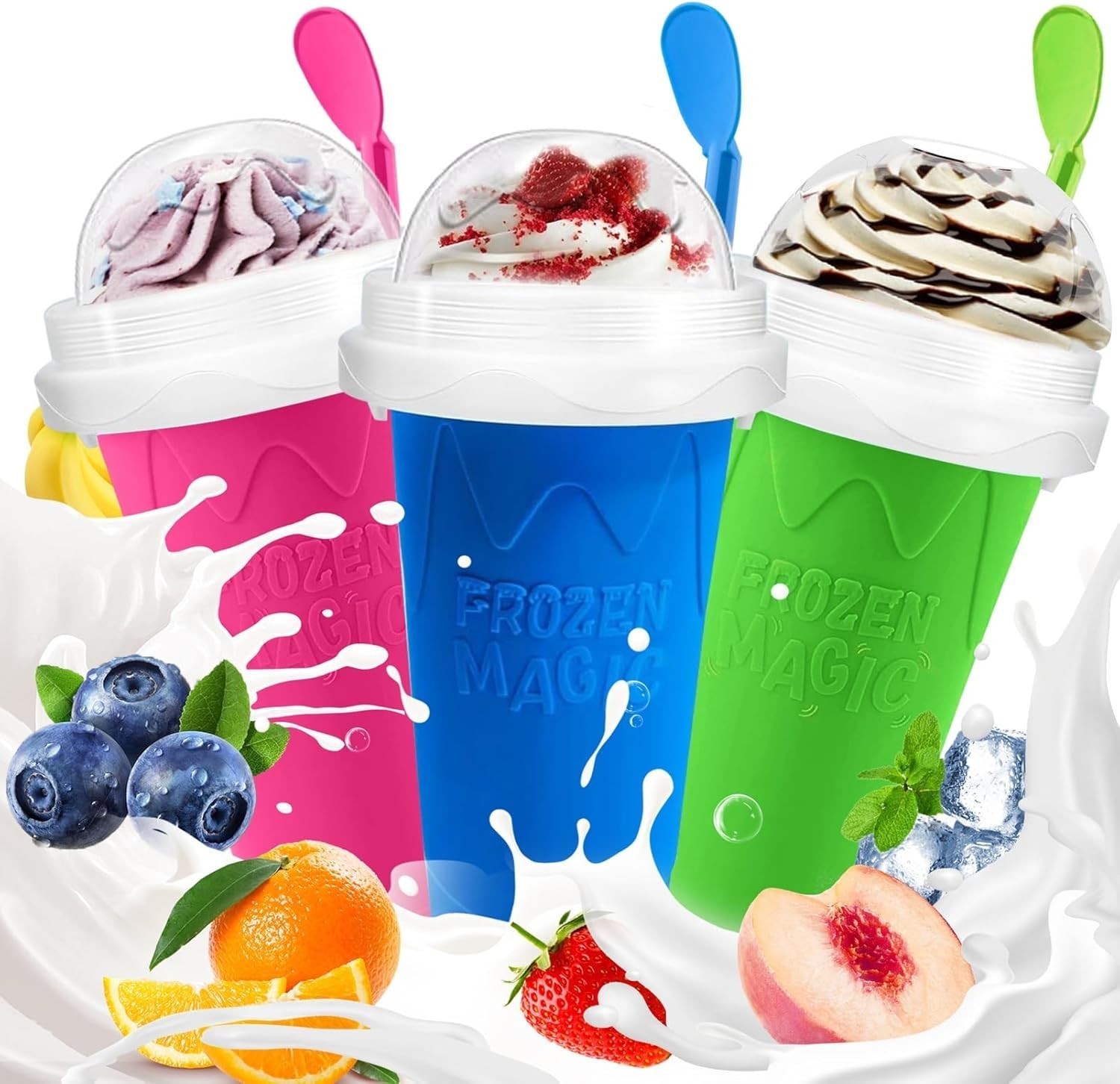 Slushie Cup 2 Pack Slushy Maker Cups DIY Magic Squeeze Cups Juice Milk Yogurt