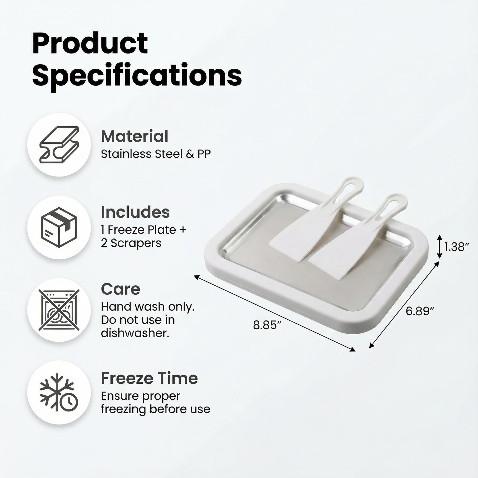 At-Home Rolled Ice Cream Maker Kit, Instant Freeze Plate with 2 Scrapers, DIY…