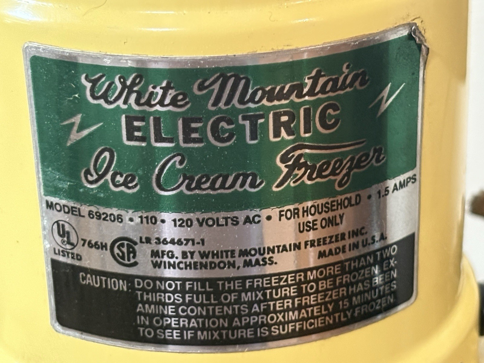 RARE WHITE MOUNTAIN ELECTRIC ICE CREAM FREEZER MOD 69206 USA 6 Qt. Great Shape!