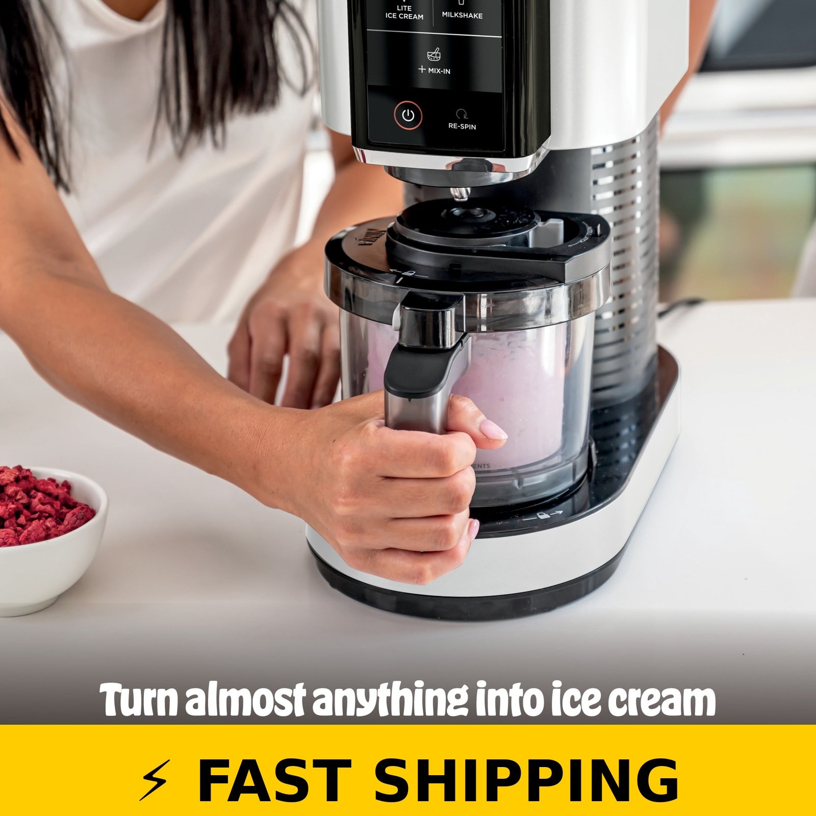 Ninja CREAMi Ice Cream Maker – White, 5 One-Touch Programs