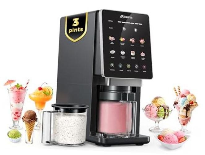 Alcarin Ice Cream Maker with 3 Pints(Not Freezer) Homemade Slushie Gelato