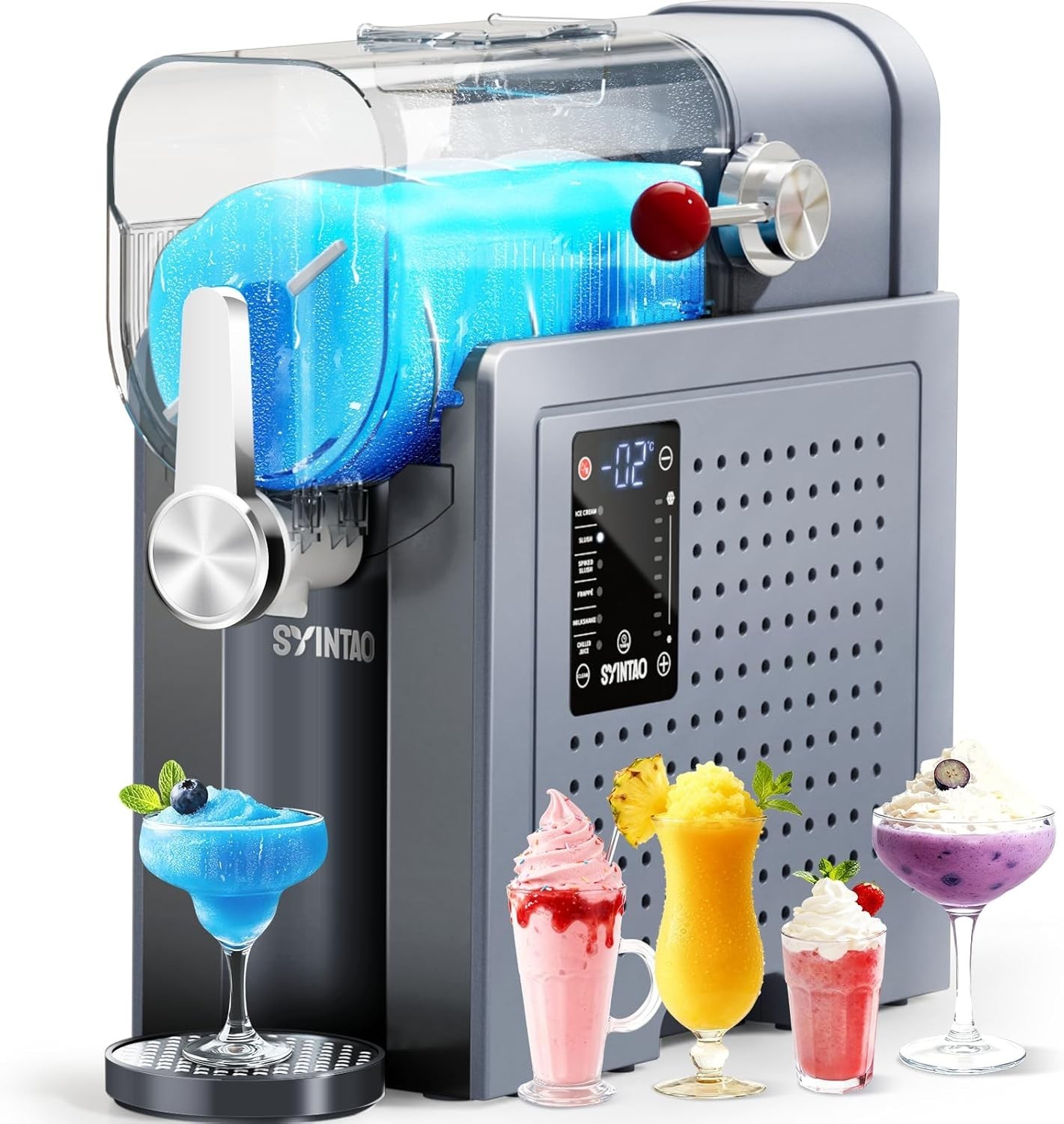 2-in-1 Slushie & Soft Serve Ice Cream Maker, No-Ice-Needed Frozen Drink Machi…