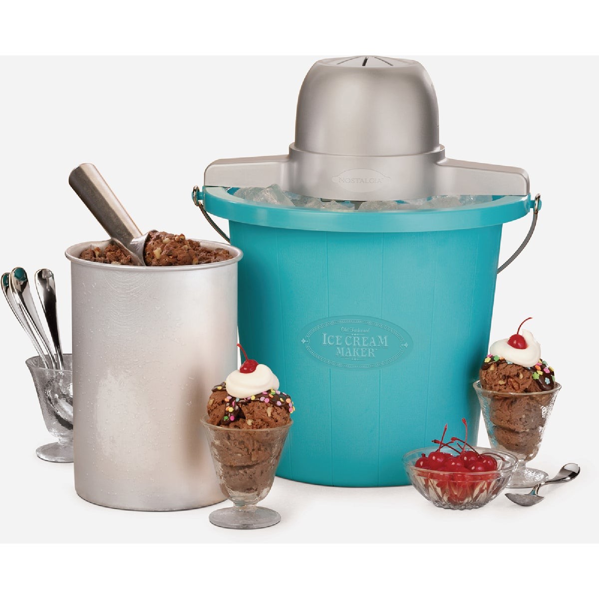 Nostalgia 4-Quart Electric Ice Cream Maker with Easy-Carry Handle PICM4BG