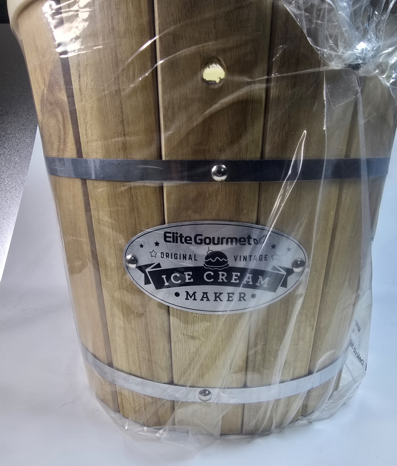 Original WOODEN BUCKET TUB ONLY -for Elite Gourmet 4 Qt Vintage Ice Cream Maker