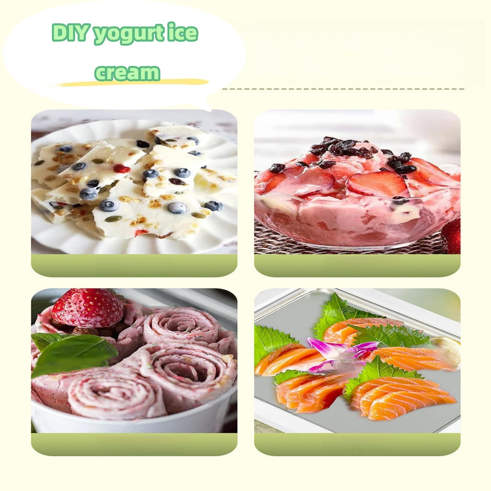 Instant Ice Cream Maker,Rolled Ice Cream Maker, Soft Serve Ice Cream maker,Pe…