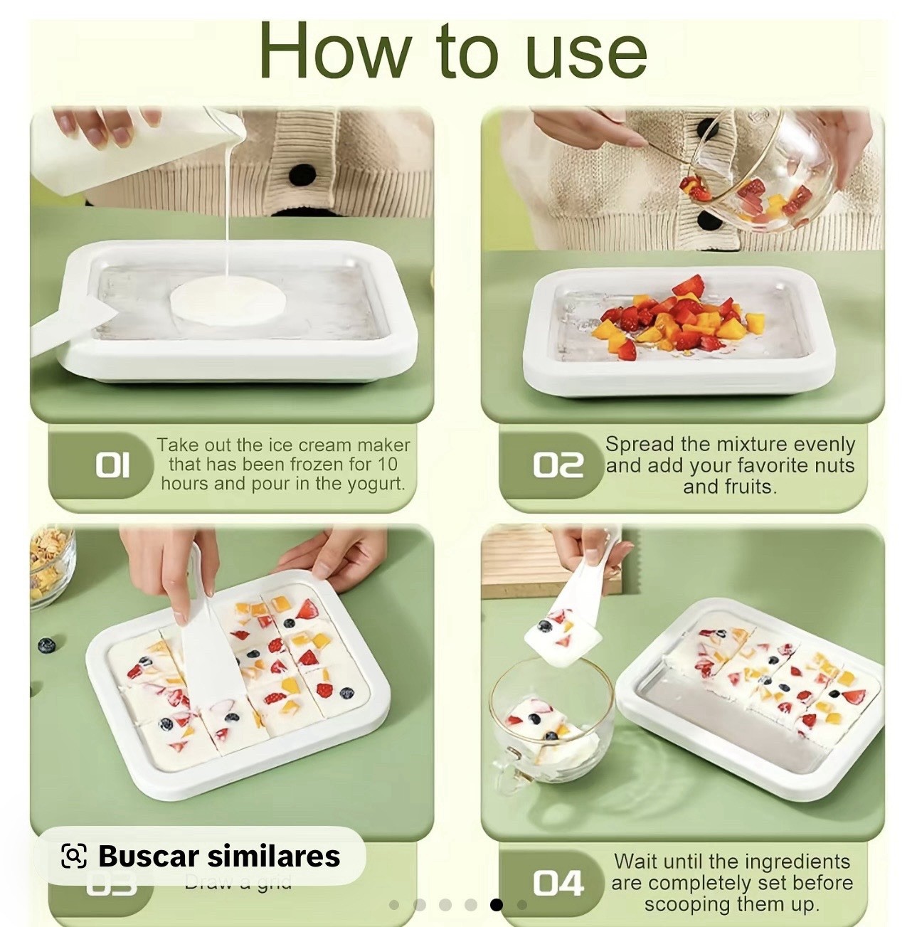UOYGAO Manual Instant Ice Cream Maker Stainless Steel Pan White 0.5 qt Spatulas