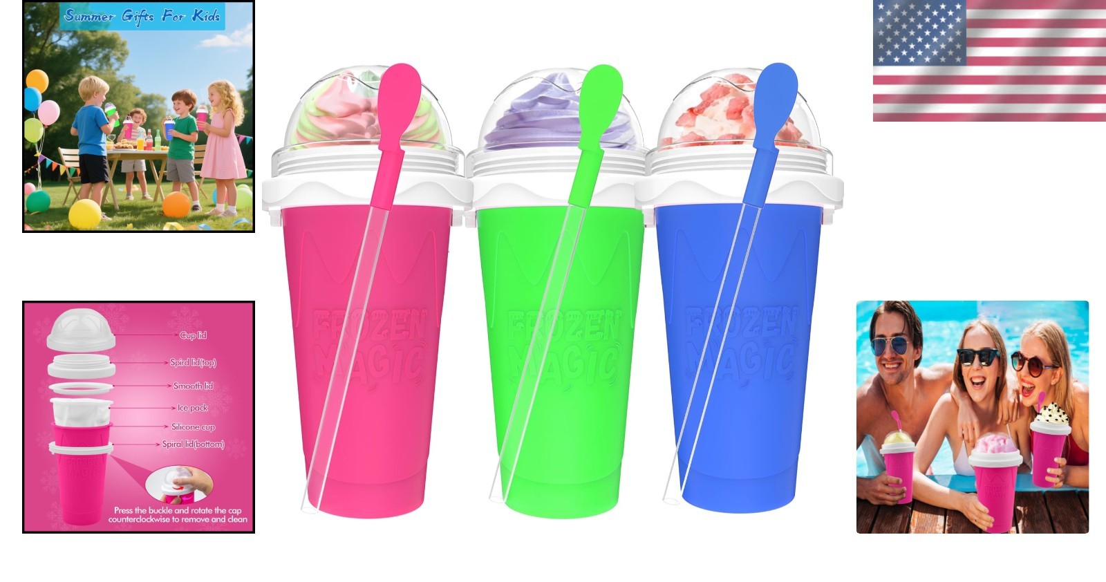 Magic Slushy Maker Cups – 3PCS Food-Grade, Freezer Safe & Dishwasher Friendly