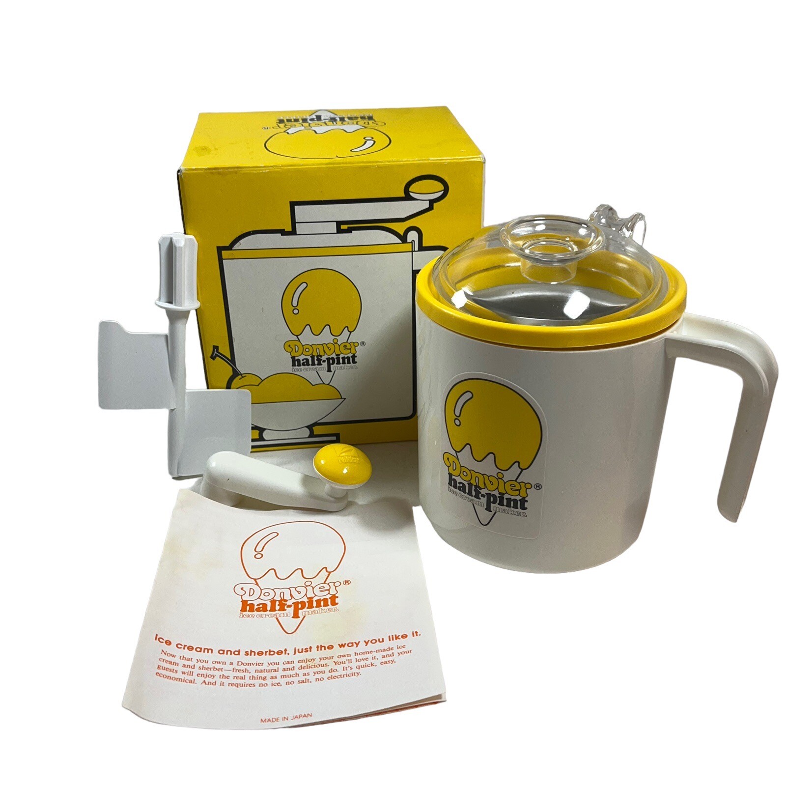 Donvier Ice Cream Maker Half-Pint Manual Hand Crank 15 Minute Vintage