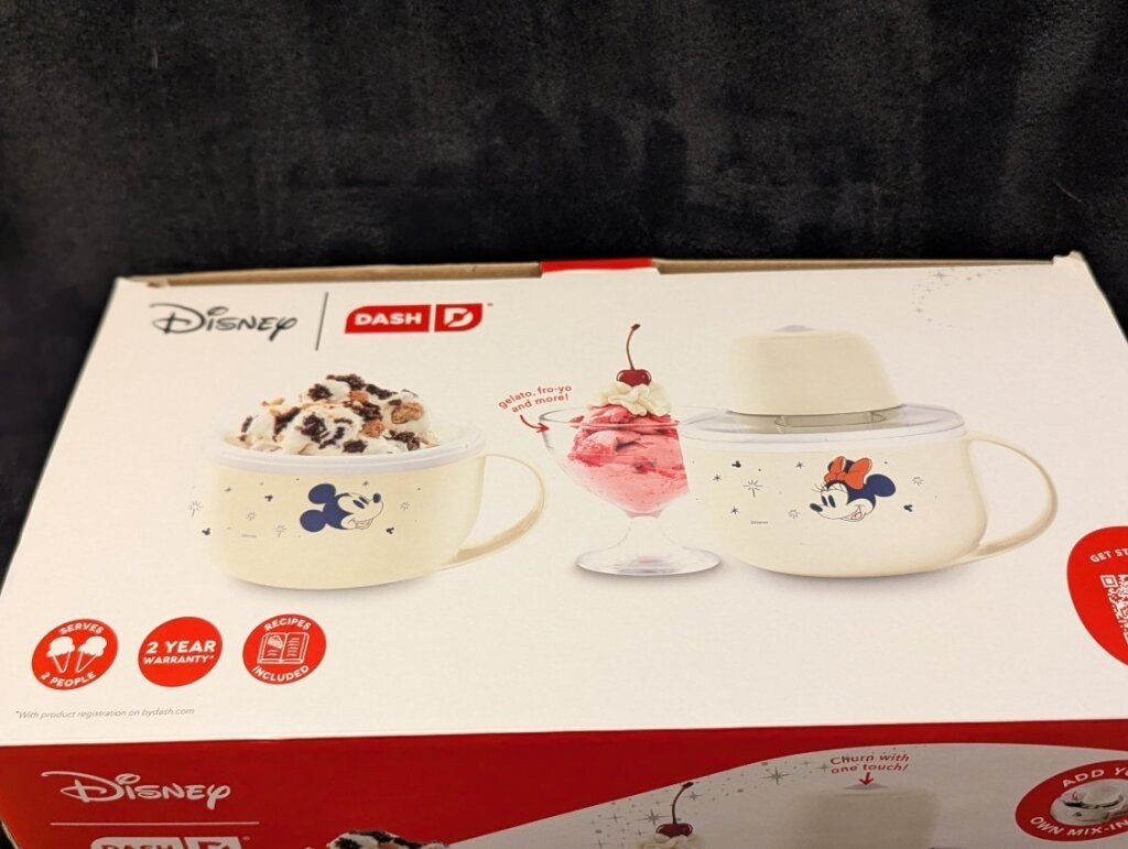 Dash Disney Mickey and Minnie Ice Cream Maker Mugs, New In Box. Date night Idea