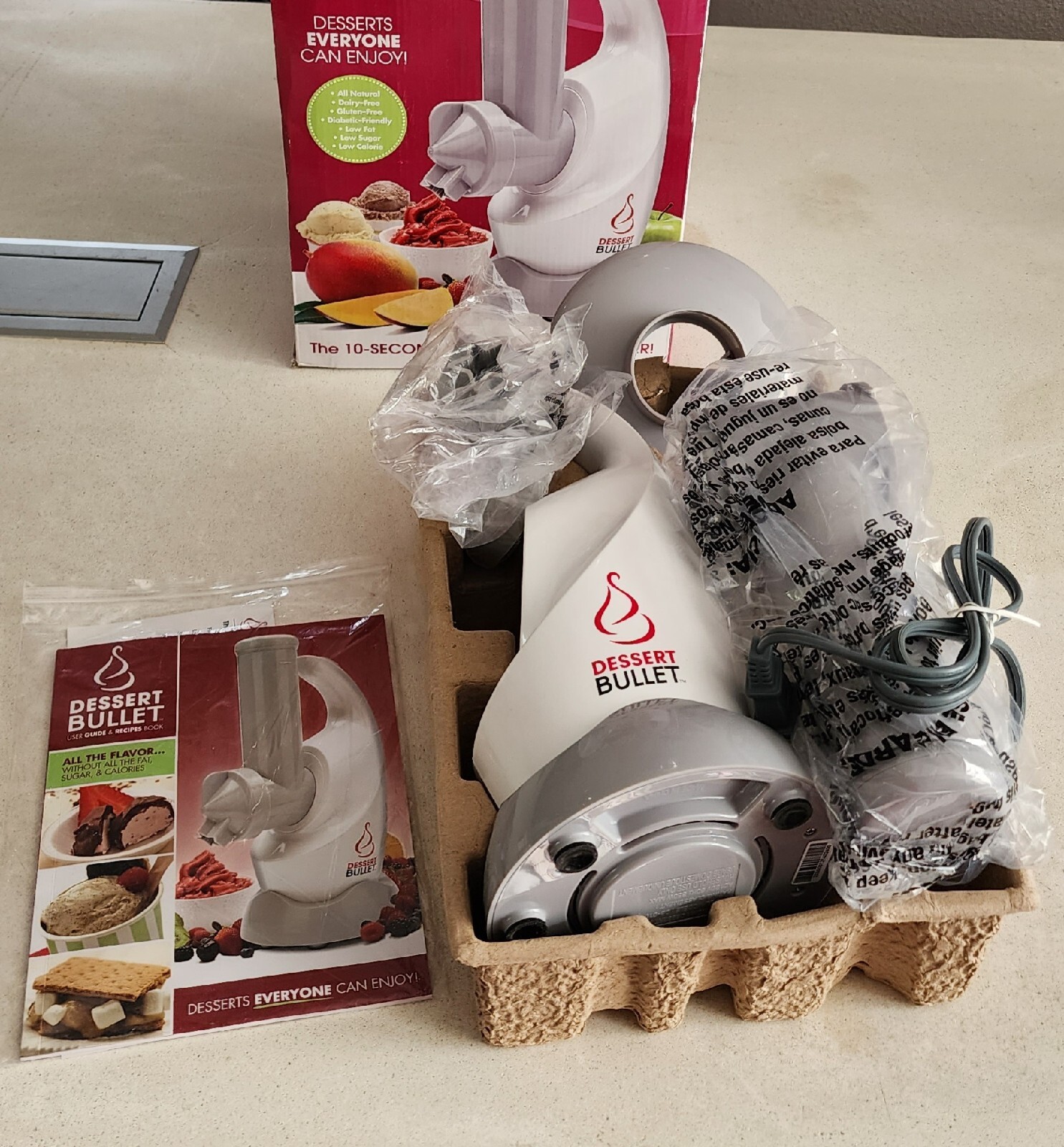 MAGIC BULLET DESSERT BULLET BLENDER – WHITE / GRAY – NEW – OPEN BOX