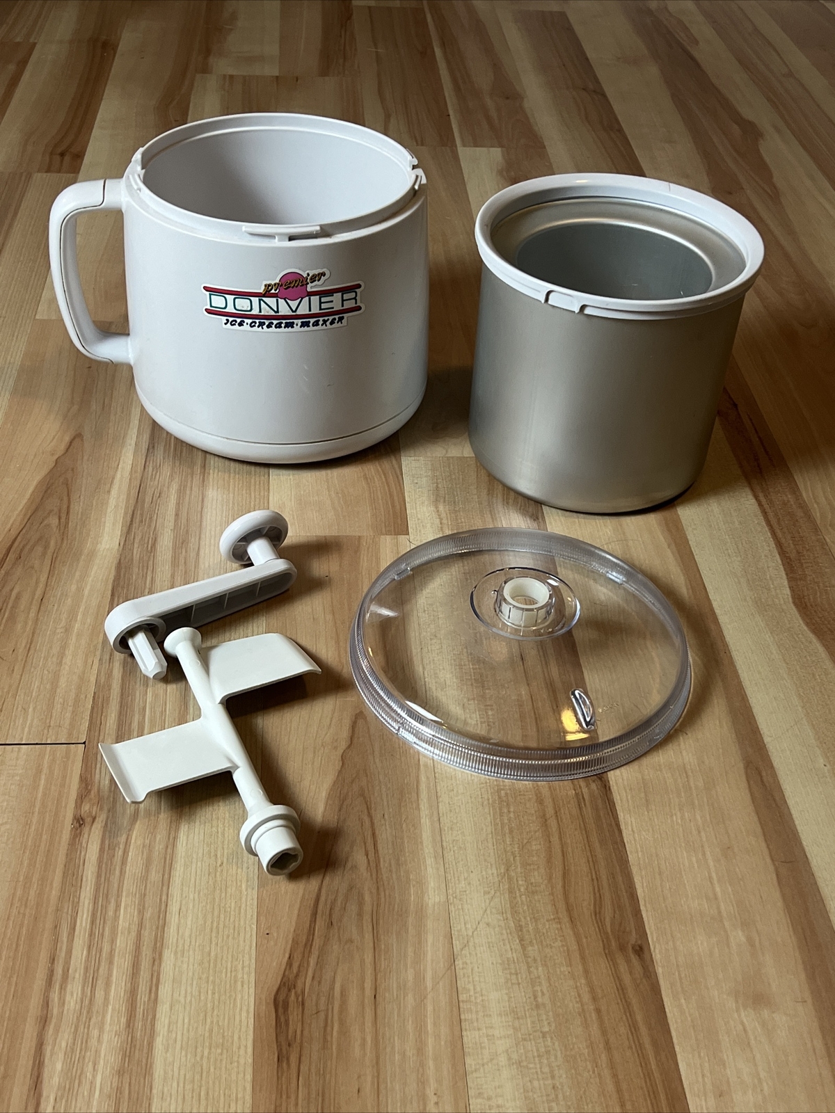 Donvier Premier Ice Cream Maker White 1-Quart w/ Hand Crank – No Box Included