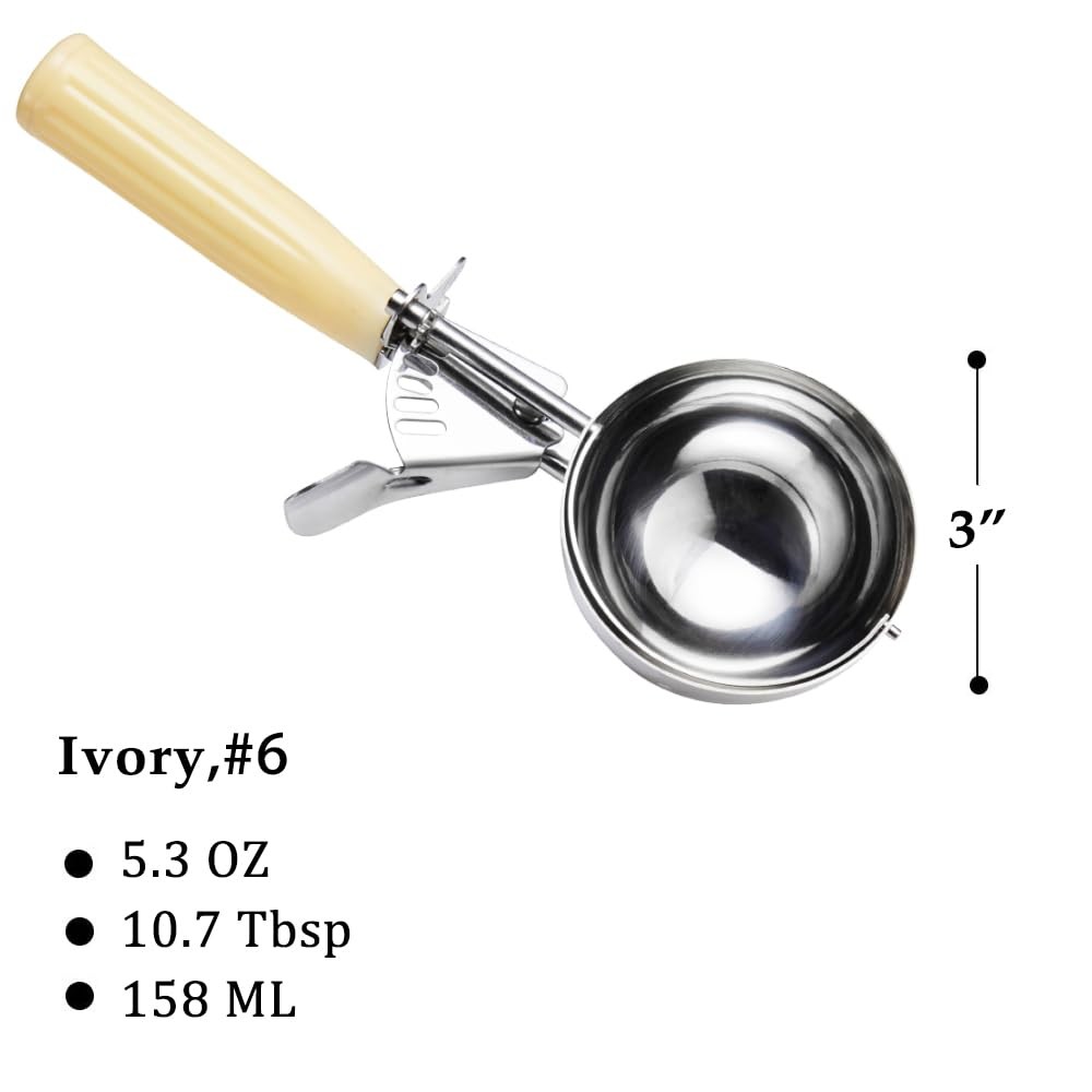 Saebye Portion Scoop – #6 (5.3 oz) – Disher, Food Scoop, / 5.3 oz, Ivory