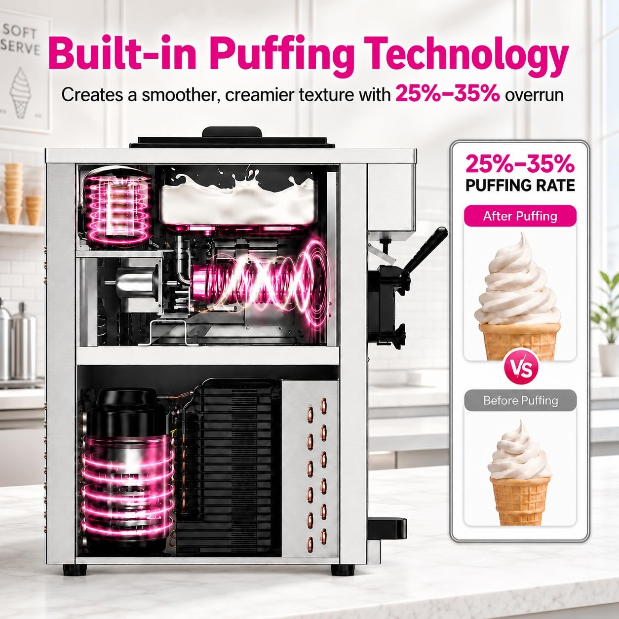 Lecon Chef Commercial Ice Cream Machine, 3-Flavor Soft Serve Maker