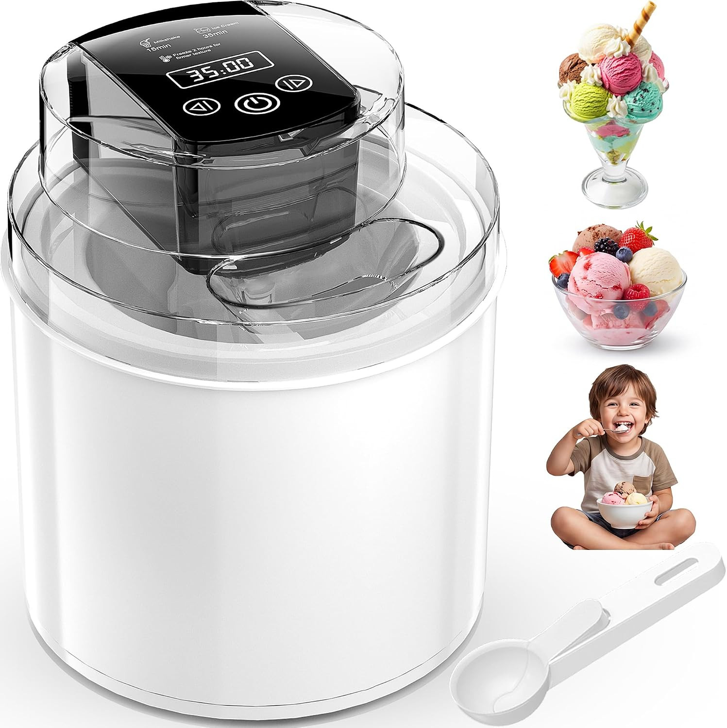 Ice Cream Maker Machine – 2.1 Quart Ice Cream Machine for Gelato, Sorbet & Froze