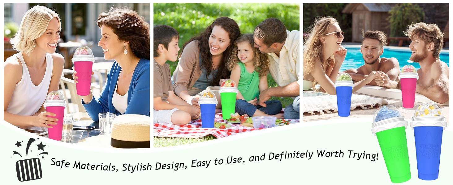 Slushy Maker Cup,DIY Magic Slushie Makers Squeeze Cups, Portable Smoothie