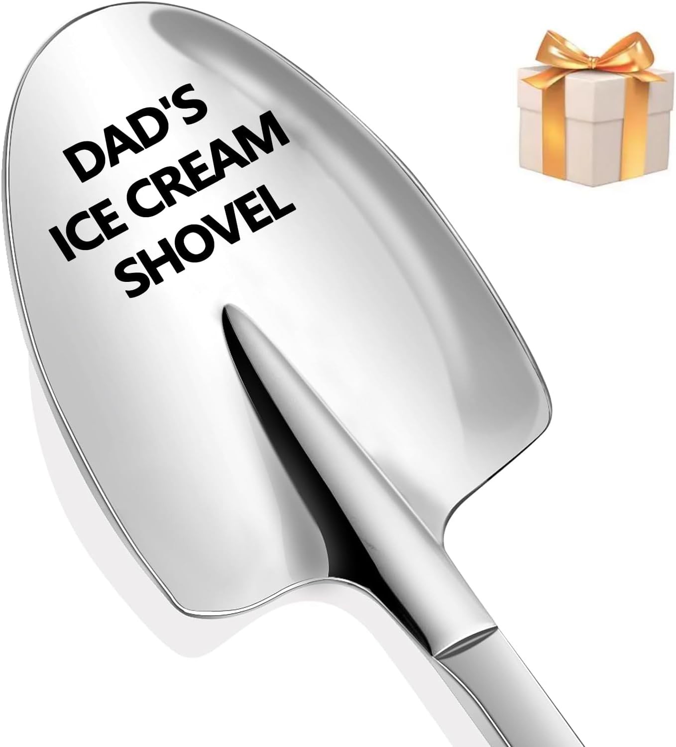 Dad’s Ice Cream Shovel, Silver, Stainless Steel, 1 Spoon, Food-safe, Silver