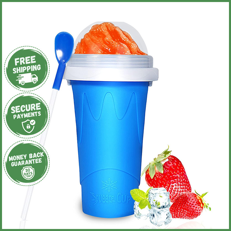 REUSABLE SLUSHY FROZEN DRINKS MAKER CUP Smoothies Milkshakes Juice Squeeze Straw