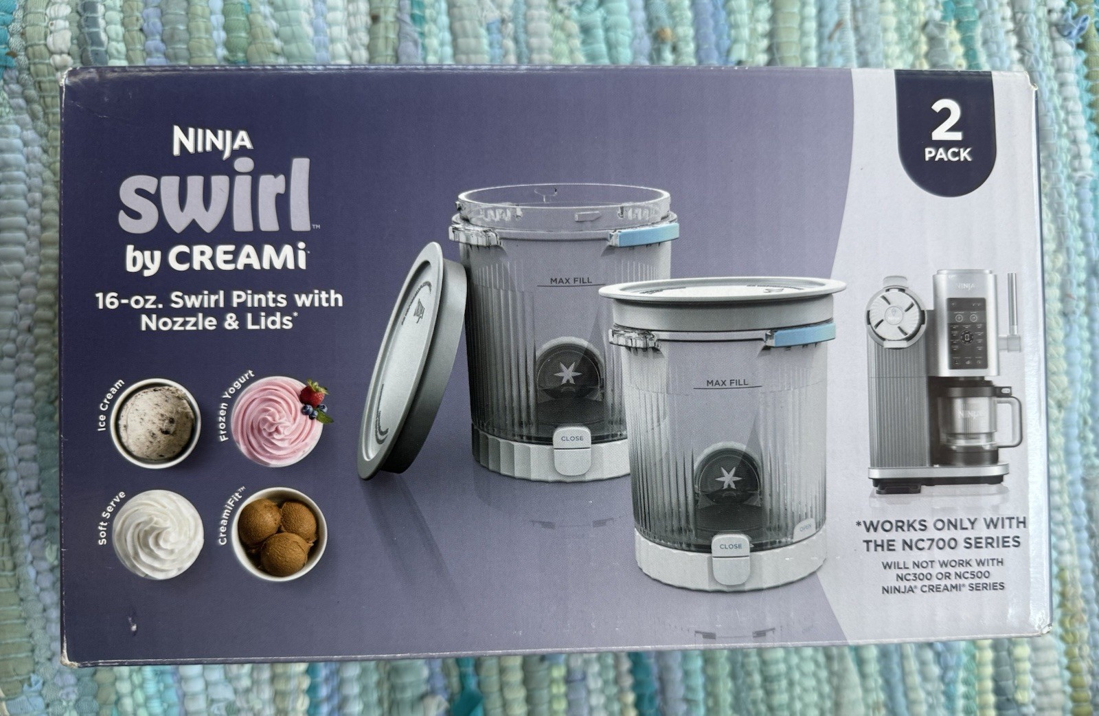 Ninja Swirl 2 pack by CREAMi Pints and Lids Compatible With NC700 Series Machine