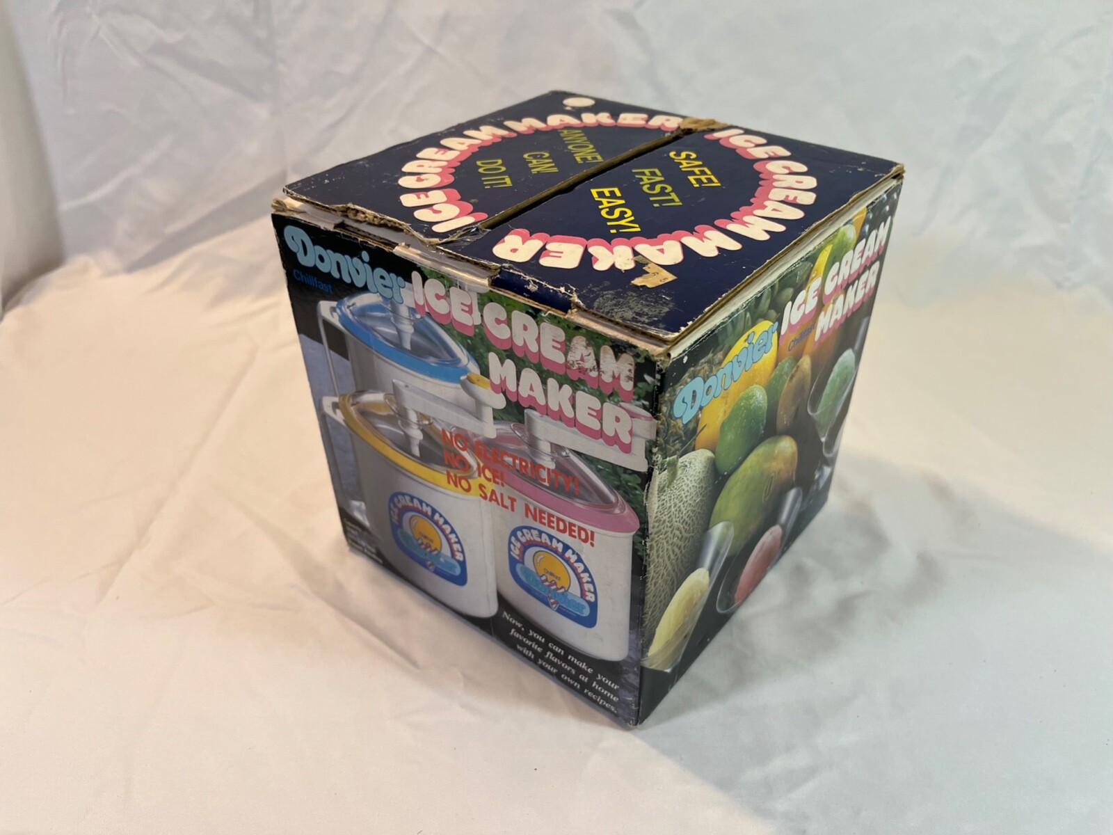 1 Pint Donvier ChillFast Ice Cream Maker WHITE with Original Box Instructions