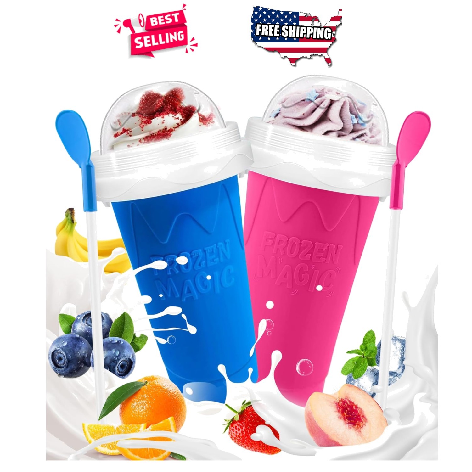 Frozen Magic Slushy Cup Set – Keep Cool Function for Smoothies & Ice Cream