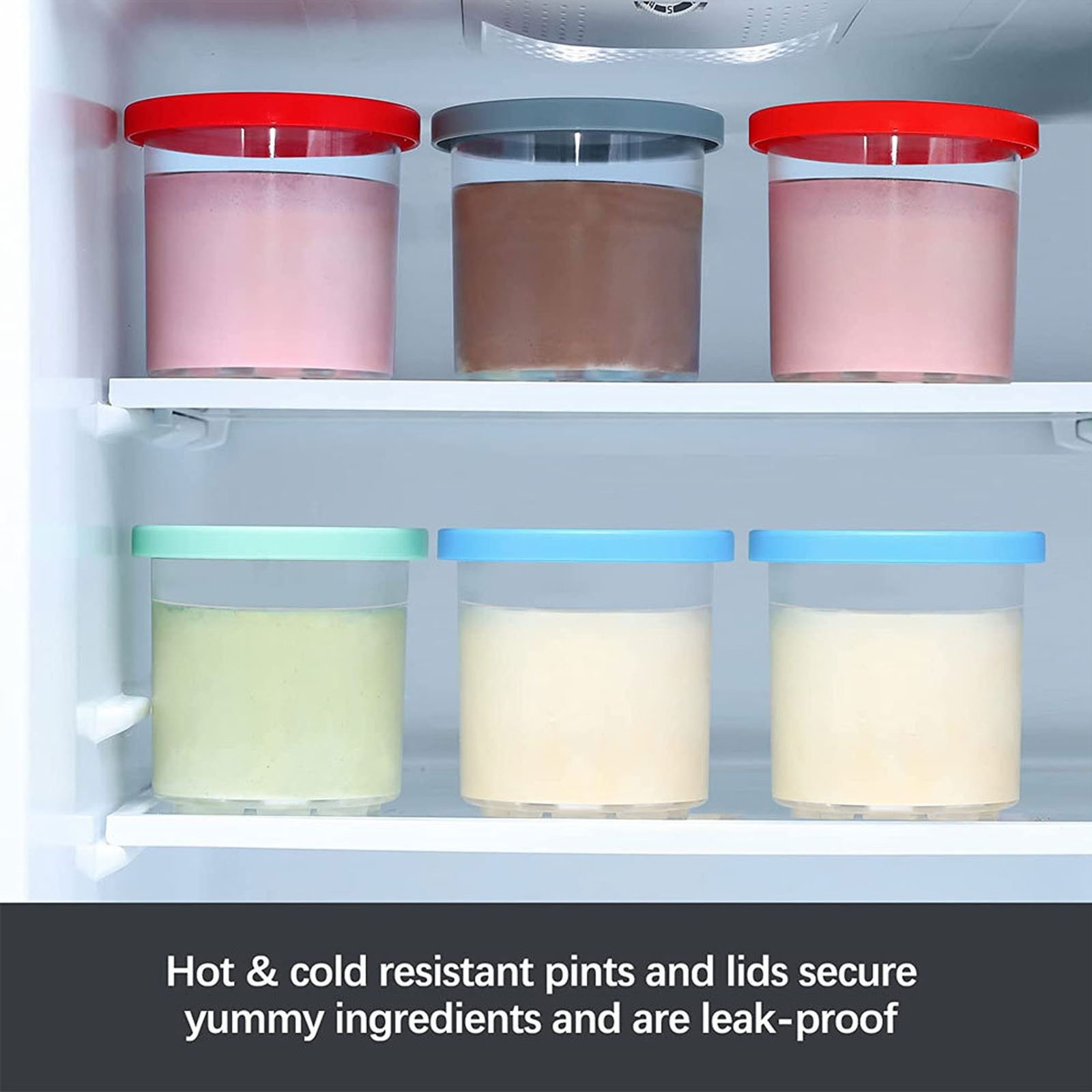 Ice Cream Pints Transparent Reusable Pints Homemade Ice Cream Container With-DSO