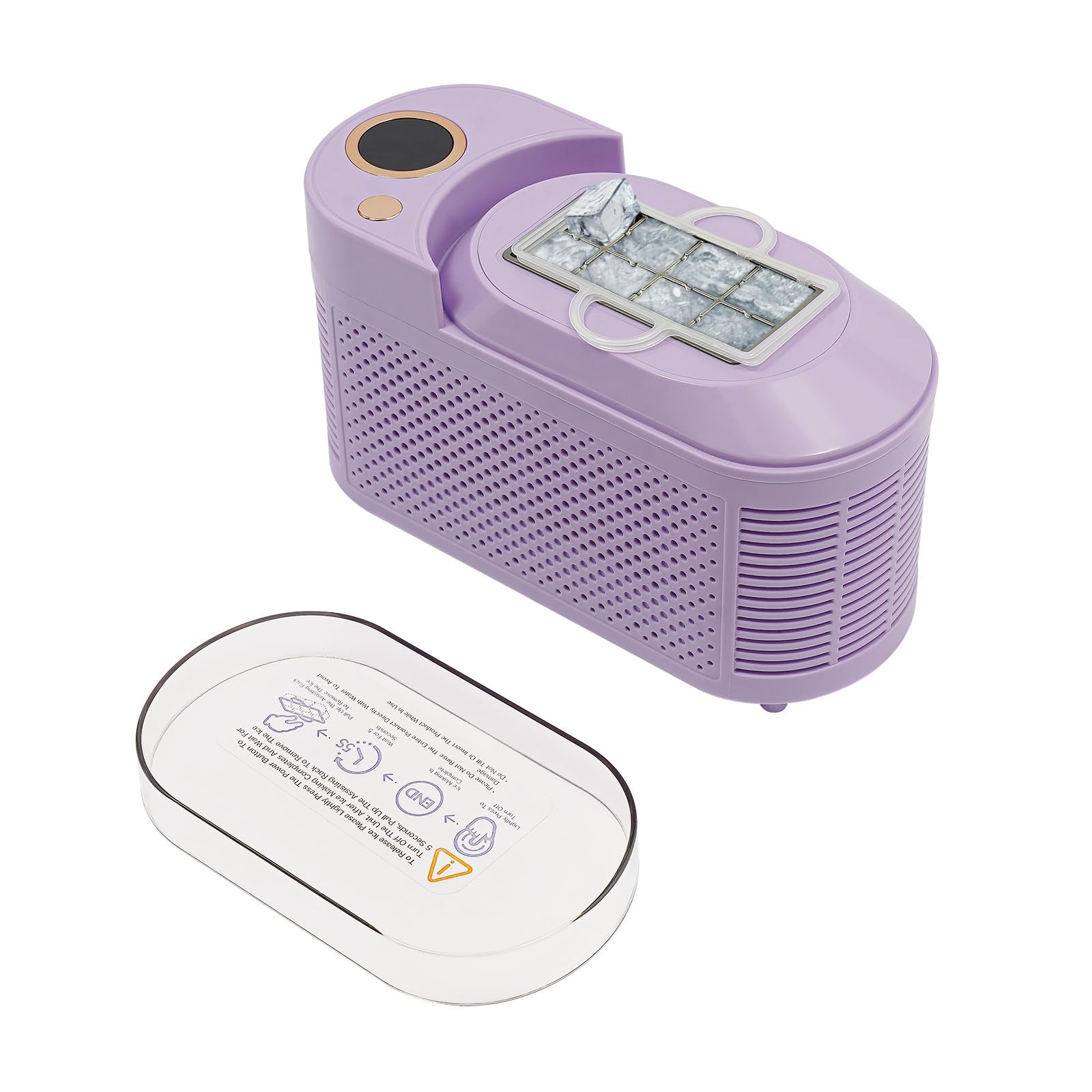 12V Purple Mini Countertop Ice Maker, Compact Ice Machine for Home/Car/Travel