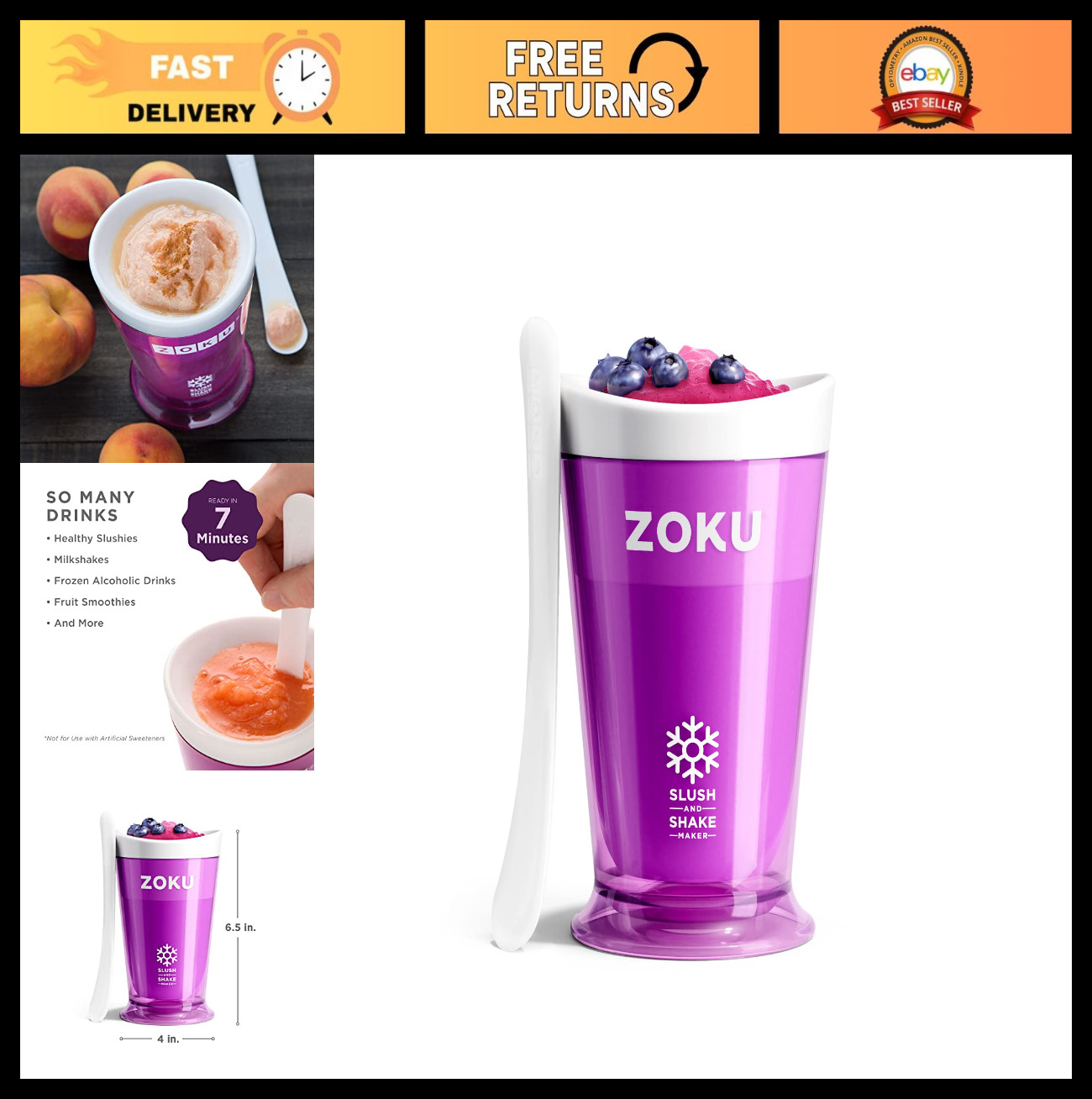 Compact Slush & Shake Maker – Quick Smoothies, Slushies, Milkshakes, BPA-Free, P