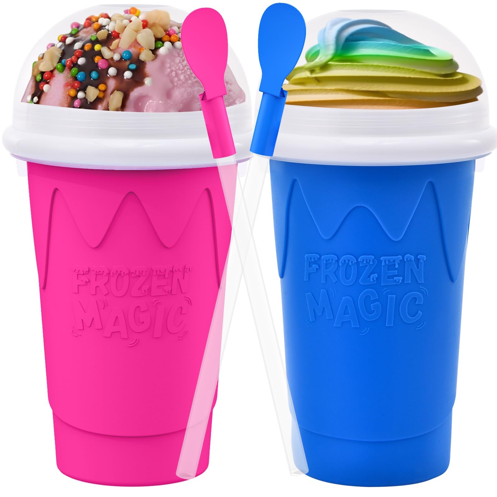 2PCS Slushie Maker Cup-500ml DIY Quick Frozen Smoothies Cups for Homemade Mil…