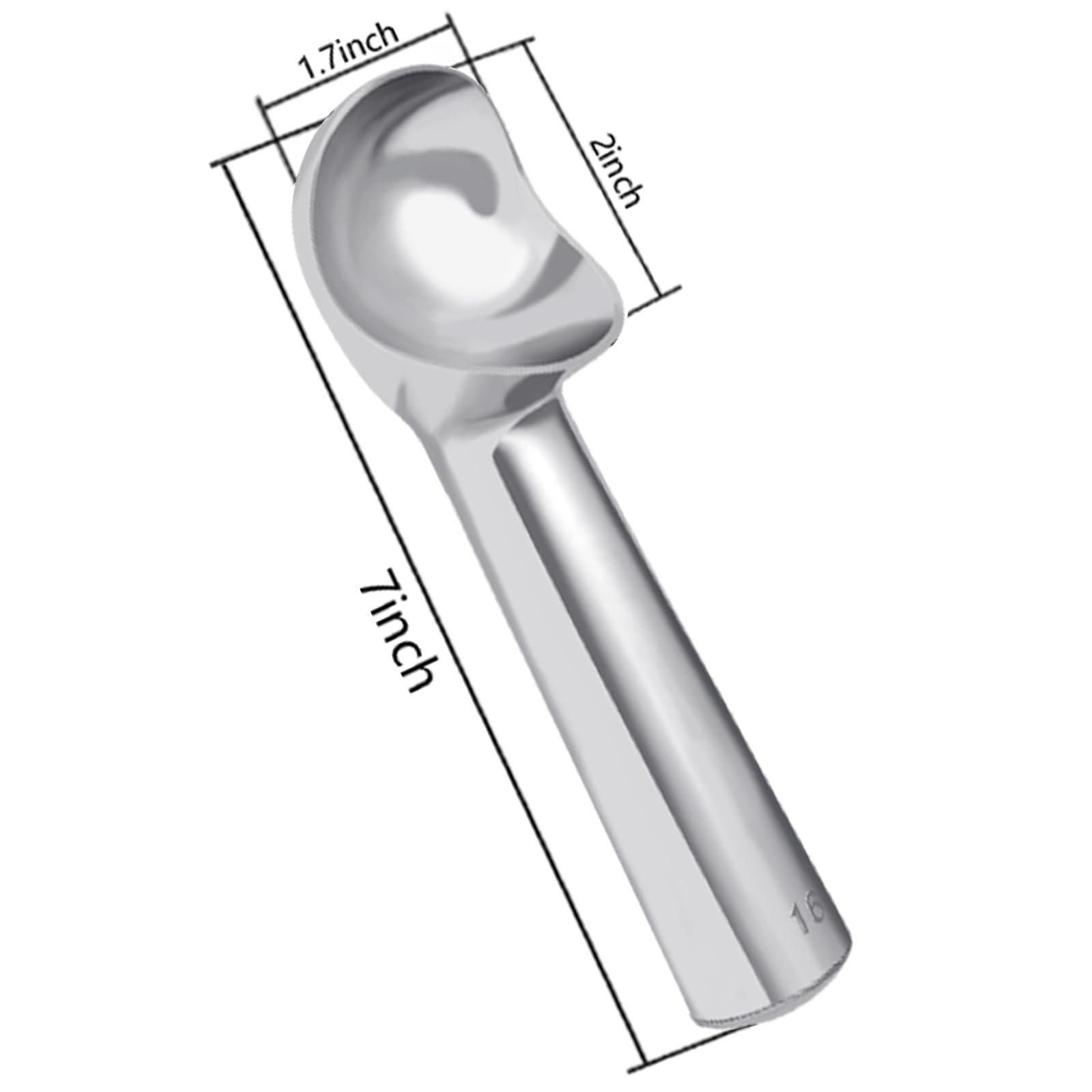 Pimoys Large Ice Cream Scoop 7 inches Nonstick 2.5oz, Bright Silver