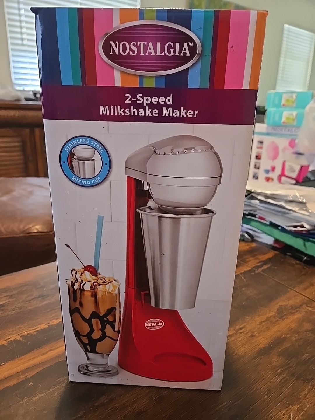 Nostalgia Retro Electronic 2 Speed Milkshake Maker 16oz Stainless Steel Cup NEW