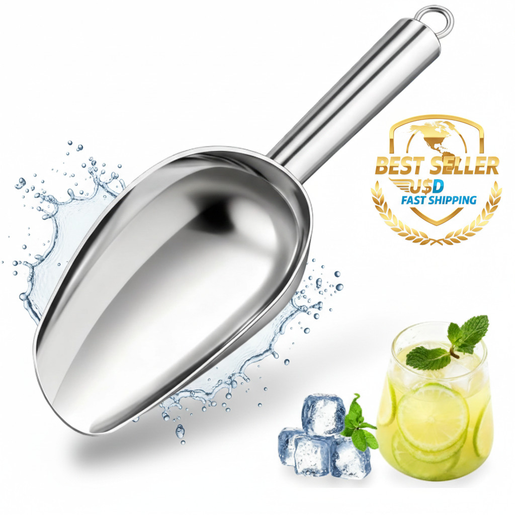 12 oz Stainless Steel Ice Scoop for Ice Machine Kitchen Food Flour Pet Dog Bucke