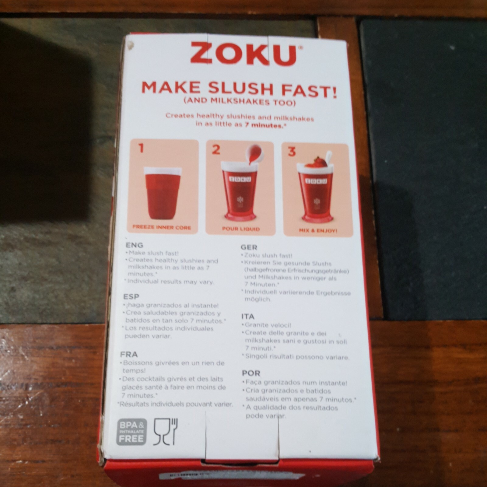 Zoku Slush and Shake Maker Compact Make and Serve Cup Red w/ Freezer Core NEW