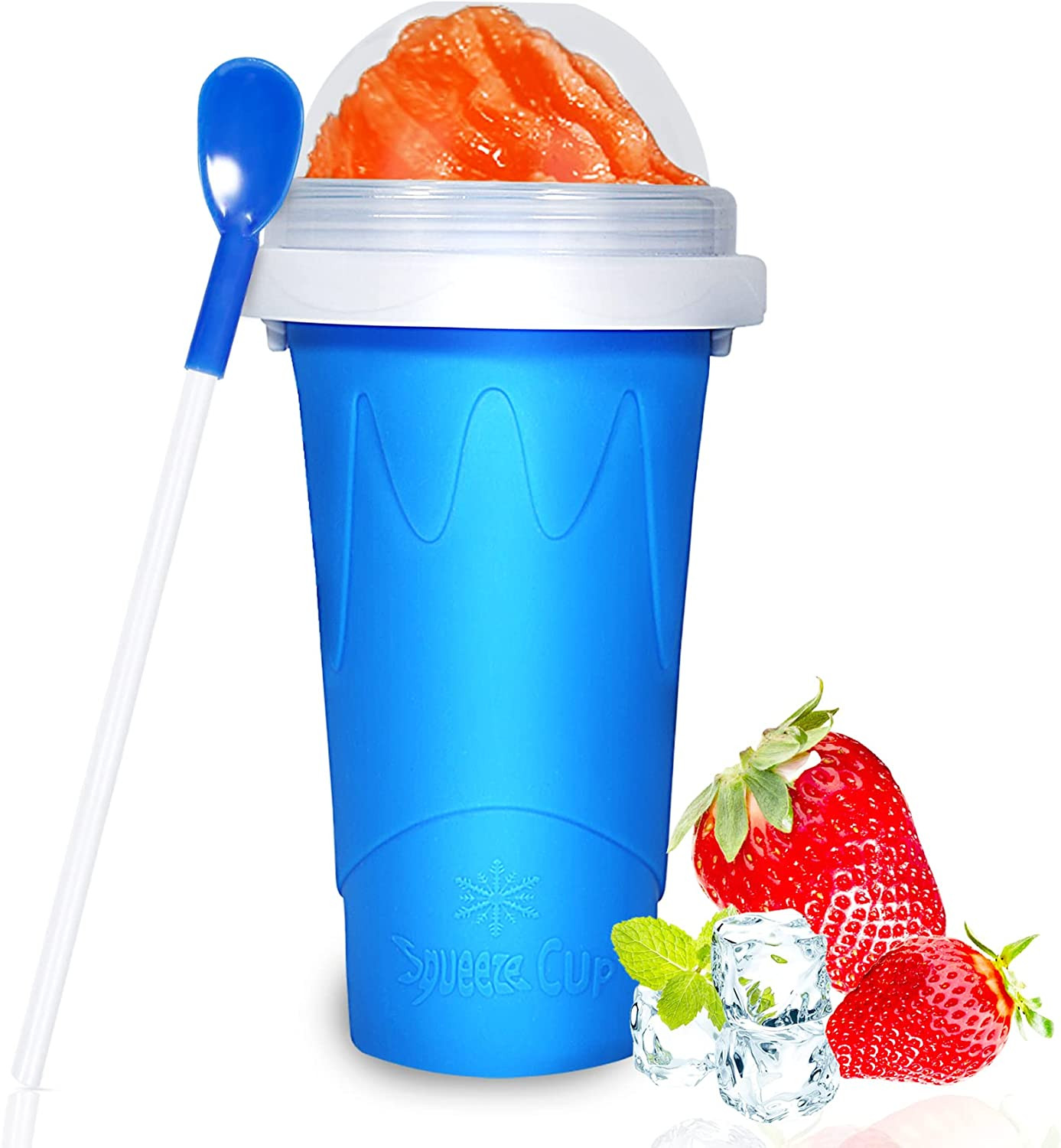 REUSABLE SLUSHY FROZEN DRINKS MAKER CUP Smoothies Milkshakes Juice Squeeze Straw
