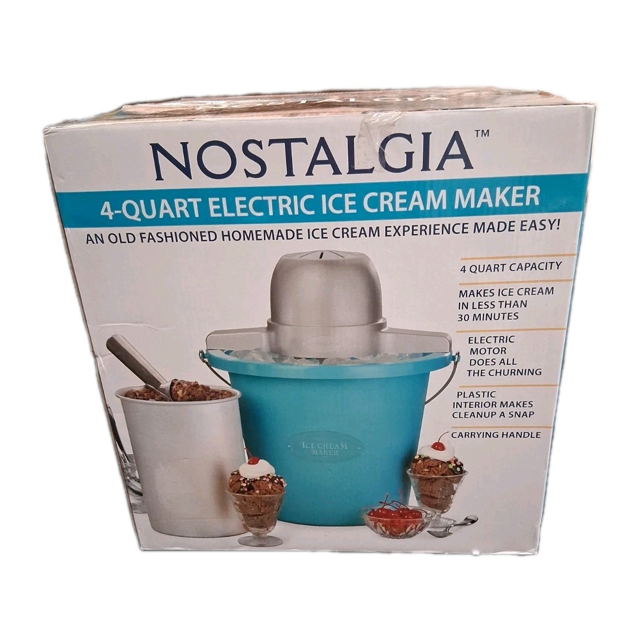 Nostalgia 4 Quart Electric Ice Cream Maker Machine NIB Brand New Sealed