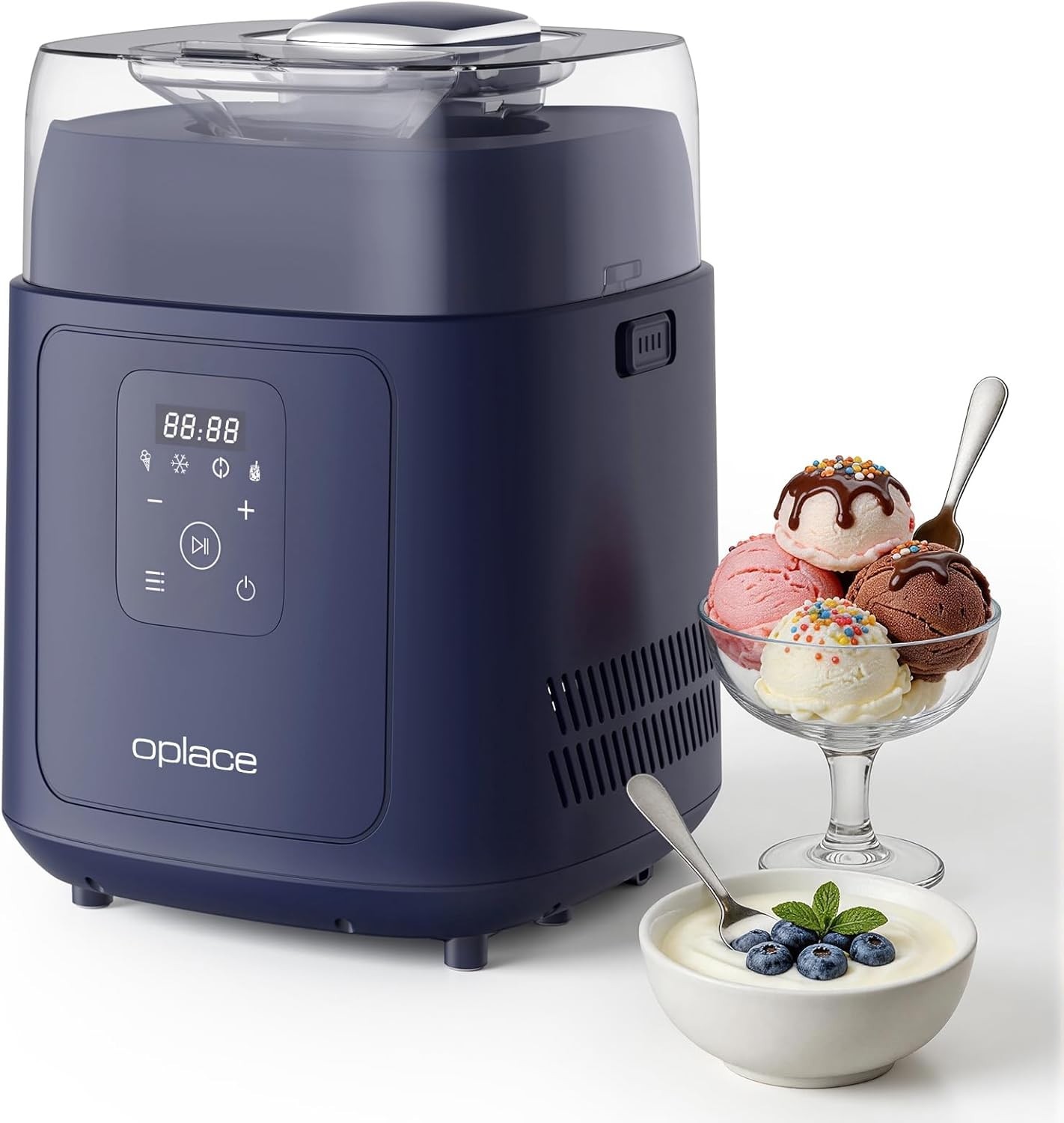 1 Quart Automatic Ice Cream Maker with Built-in Compressor No Pre-freezing