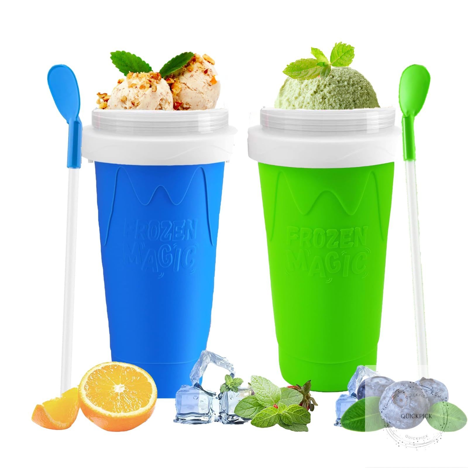 2 Packs Magic Quick Frozen Smoothies Maker – Portable Double Layer Slushy Maker
