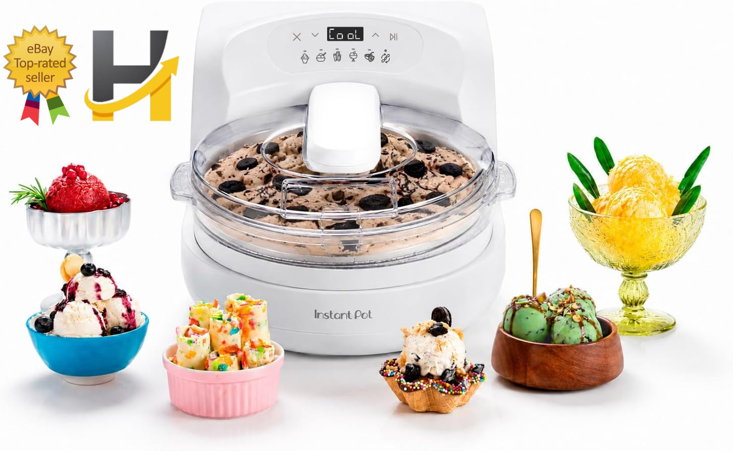 Ice Cream Maker w/Built‑In Compressor No Pre‑Freezing Real Ice Cream in Minutes