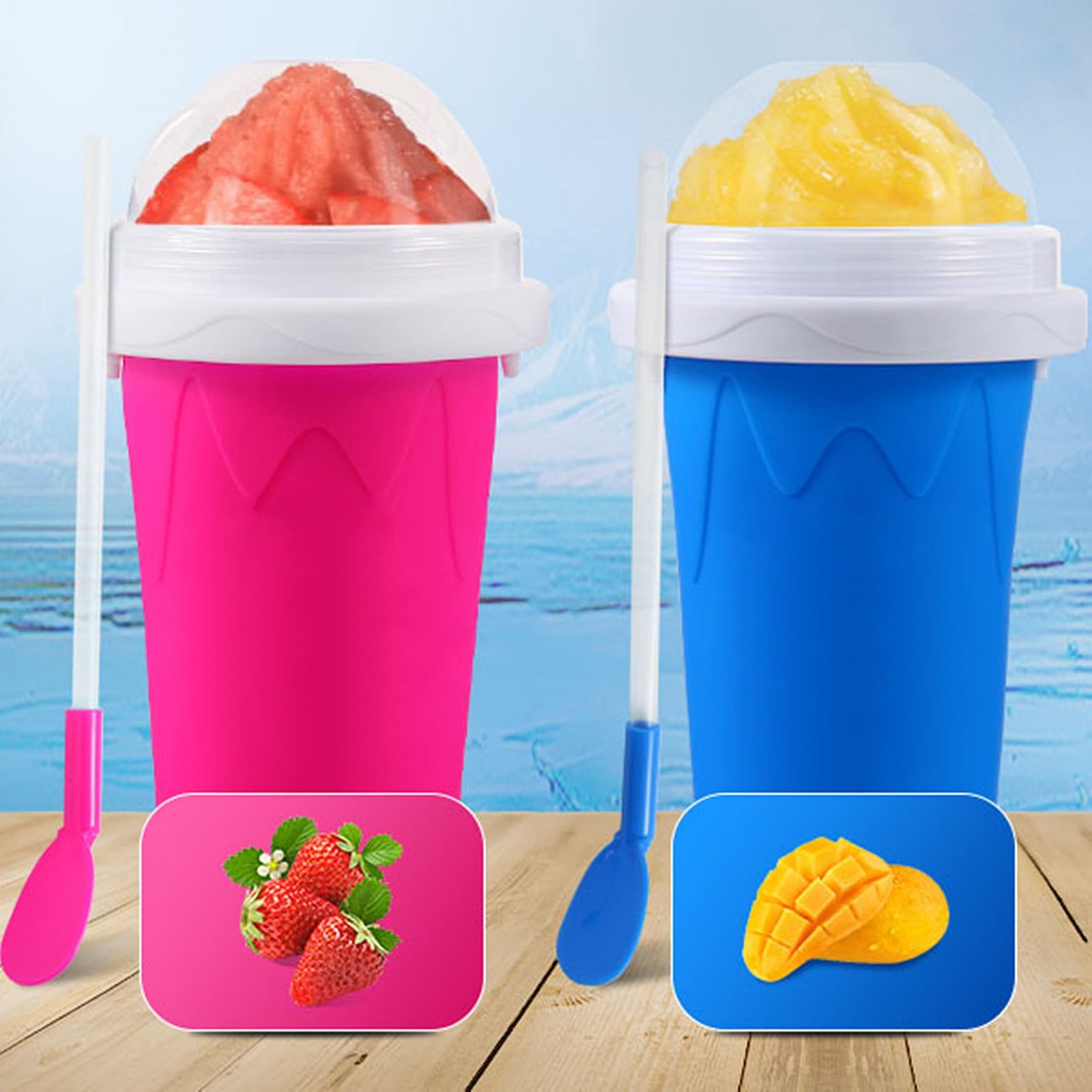 2 Pack Slushy Maker Cup, Quick Frozen Magic Squeeze Cup for Juice Milk Yogurt…