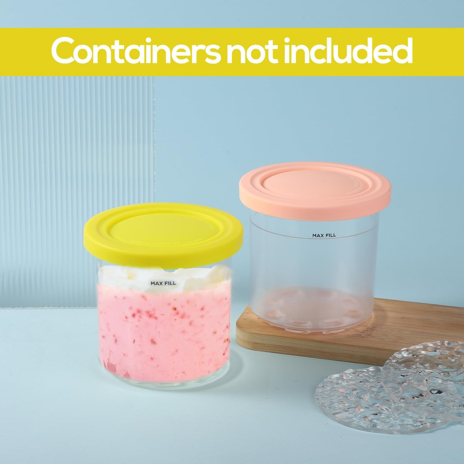 2Pcs Ice Cream Container Lid, round Silicone Covers Replacement for Ninja Creami
