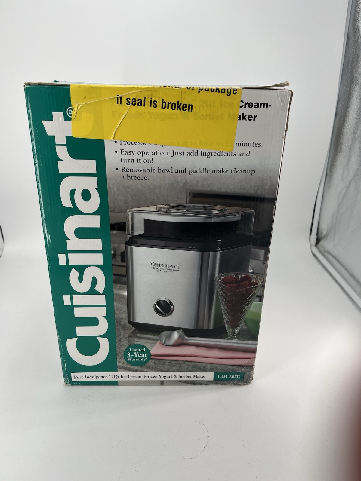 Cuisinart CIM-60PC Pure Indulgence 2-Qt Ice Cream Maker Frozen Yogurt Machine