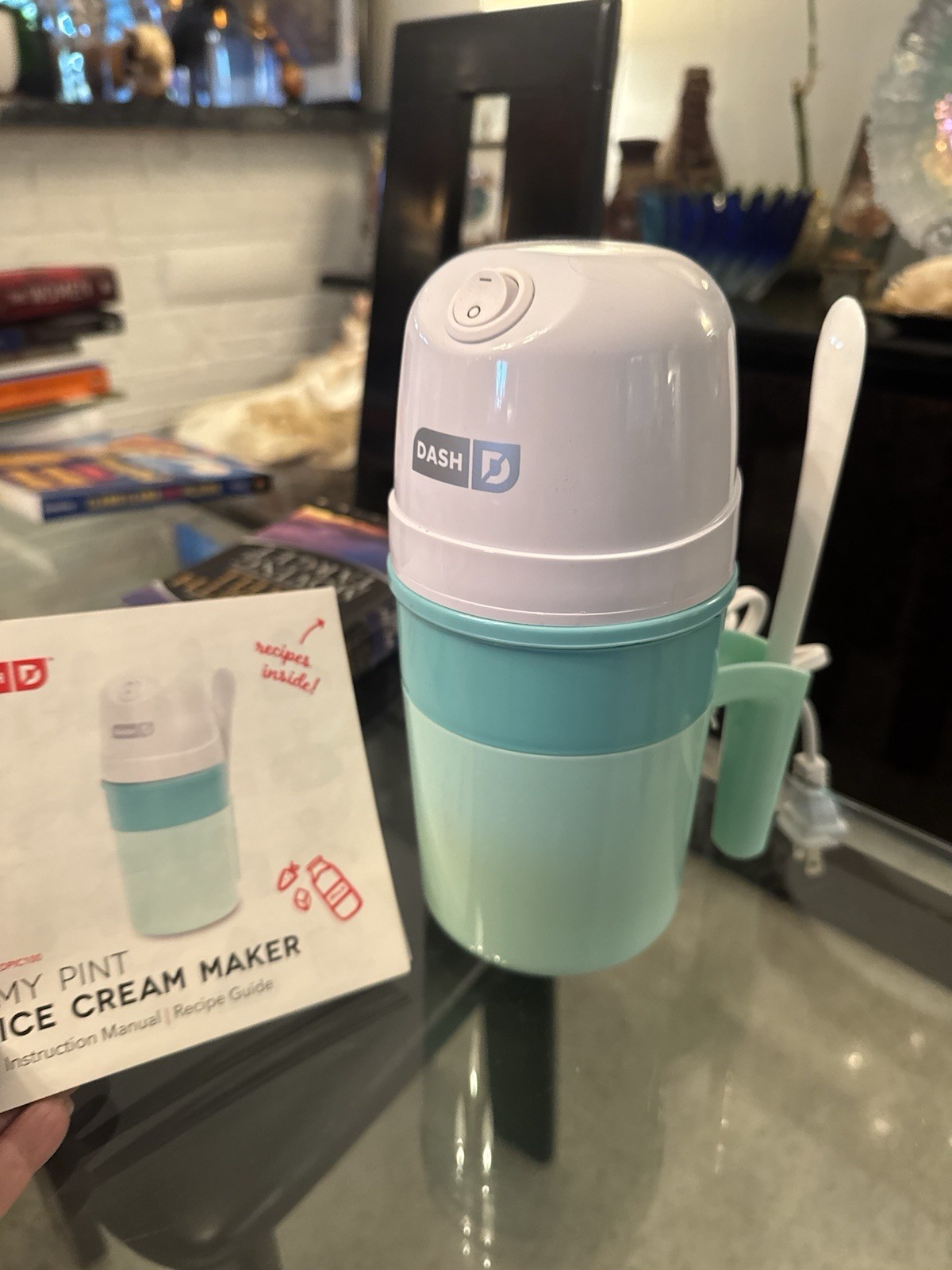 Never Used No Box! Dash My Pint Ice Cream Yogurt Sorbet Maker (Aqua & White) 🍨